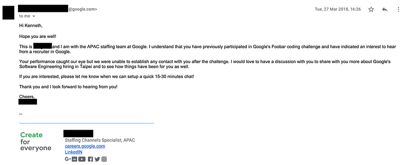 Recruiter email screenshot